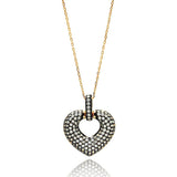 Sterling Silver Gold Plated Necklace with Micro Paved Czs Heart PendantAnd Chain Length of 16 -18 And Pendant Dimensions: 27MMx23MM