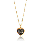 Sterling Silver Rose Gold Plated Necklace with Two-Toned Trendy Heart Inlaid with Clear Czs PendantAnd Chain Length of 16 -18 And Pendant Dimensions: 17MMx15MM