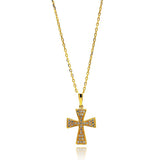 terling Silver Gold Plated Cross CZ Inlay Dangling Necklace