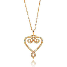 Load image into Gallery viewer, Sterling Silver Rose Gold Plated Necklace with Classy Curl Heart Inlaid with Clear Czs PendantAnd Chain Length of 16 -18  AdjustableAnd Pendant Dimensions: 28MMx22MM