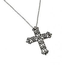 Load image into Gallery viewer, Sterling Silver Black Rhodium Plated CZ Cross Necklace