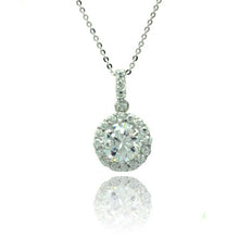 Load image into Gallery viewer, Sterling Silver Rhodium Plated Round CZ Outline Necklace