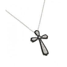 Load image into Gallery viewer, Sterling Silver Necklace with Fancy Paved Black and Clear Czs Cross PendantAnd Chain Length of 16 -18  adjustableAnd Pendant Dimensions: 29.4MMx18.8MM