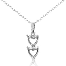 Load image into Gallery viewer, Sterling Silver Necklace with Two Heart Link Solitaire Prong Setting PendantAnd Chain Length of 16 -18  Adjustable