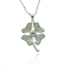 Load image into Gallery viewer, Sterling Silver Necklace with Modish Four Leaf Clover Flower Inlaid with Micro Paved Czs PendantAnd Chain Length of 16 -18  Adjustable