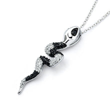 Load image into Gallery viewer, Sterling Silver Necklace with Modish Snake Covered with Clear and Black Czs PendantAnd Pendant Dimensions of 40MMx13MM