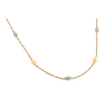 Sterling Silver Classy Rose Gold Plated Necklace with Marquise Shaped Connectors Inlaid with Clear CzsAnd Chain Length of 16 -18  AdjustableAnd Pendant Dimensions: 13.9MMx5MM