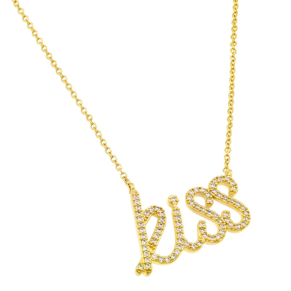 Sterling Silver Rose Gold Plated KISS Necklace