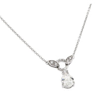 Load image into Gallery viewer, Sterling Silver Rhodium Plated Clear CZ Stone Tear Drop Shape Pendant Necklace