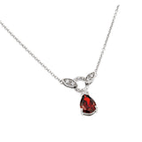 Sterling Silver Necklace with Pearshape Cut Garnet Cz Pendant and Marquise Cut and Circle ConnectorsAnd Chain Length of 16 And Pendant Dimensions: 21.4MMx20.8MM