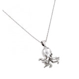 Sterling Silver Necklace with Fancy Octopus with Clear Czs Eye PendantAnd Chain Length of 18  AdjustableAnd Pendant Dimensions: 21.5MMx16.5MM