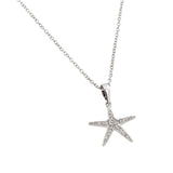 Sterling Silver Necklace with Paved Clear Czs Starfish PendantAnd Chain Length of 16 -18  AdjustableAnd Pendant Dimensions: 16MMx15MM