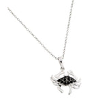 Sterling Silver Necklace with Fancy Crab Inlaid with Black Czs PendantAnd Chain Length of 16 -18  AdjustableAnd Pendant Dimensions: 16.4MMx17.5MM