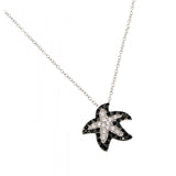 Sterling Silver Necklace with Fancy Paved Clear & Black Czs Starfish PendantAnd Chain Length of 18  AdjustableAnd Pendant Dimensions: 15.1MMx17.5MM