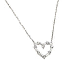 Sterling Silver Necklace with Modish Open Heart Inlaid with Clear Czs PendantAnd Chain Length of 16  AdjustableAnd Pendant Dimensions: 17.9MMx18MM