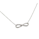 Sterling Silver Necklace with Modish Infinity Inlaid with Clear Czs PendantAnd Chain Length of 16  AdjustableAnd Pendant Dimensions: 31.7MMx9.8MM