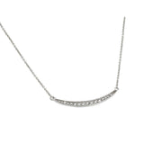 Sterling Silver Necklace with Curved Crescent Inlaid with Clear Czs PendantAnd Chain Length of 16 -18  AdjustableAnd Pendant Dimensions: 35.5MMx3.2MM