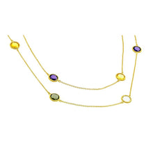 Load image into Gallery viewer, Sterling Silver Gold Plate Multi Color CZ Stone Necklace