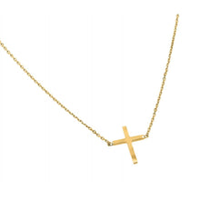 Load image into Gallery viewer, Sterling Silver Gold Plated Necklace with Plain Square Cross PendantAnd Chain Length of 16  with 2  extensionAnd Cross Dimesion: 13.6MMx15.3MM