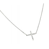 Sterling Silver Rhodium Plated Necklace with Plain Square Cross PendantAnd Chain Length of 16  with 2  extensionAnd Cross Dimesion: 13.6MMx15.3MM