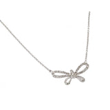 Sterling Silver Necklace with Paved Open Wing Butterfly PendantAnd Chain Length of 16 -18  AdjustableAnd Pendant Dimensions: 24.6MMx15MM