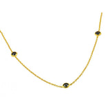 Sterling Silver Classy Gold Plated Necklace with Three Black Cz on Bezel SettingAnd Chain Length of 36  and Cz Diameter of 8.8MM