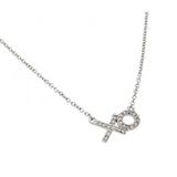 Sterling Silver Necklace with Stylish Paved Czs XO PendantAnd Chain Length of 16 -18  AdjustableAnd Pendant Dimensions: 15.8MMx10.5MM