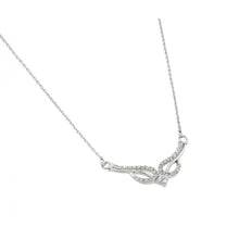 Load image into Gallery viewer, Sterling Silver Rhodium Plated Clear CZ Tribal Design Pendant Necklace