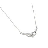 Sterling Silver Rhodium Plated Clear CZ Tribal Design Pendant Necklace