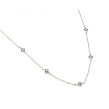 Load image into Gallery viewer, Rhodium Plated Sterling Silver 5 Squares with CZ Stones NecklaceAnd Dimension of 6MMx11MM