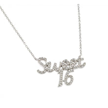 Load image into Gallery viewer, Sterling Silver Rhodium Plated Clear CZ Sweet 16 Necklace