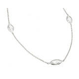 Sterling Silver Rhodium Plated Clear CZ Marquise Shaped Pendant Necklace