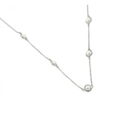 Nickel Free Rhodium Plated Sterling Silver Round Pearl Inlay Necklace