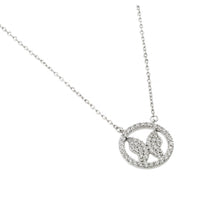 Load image into Gallery viewer, Rhodium Plated Sterling Silver Circle Butterly Paved with Clear CZ Stones NecklaceAnd Chain Length of 16   Plus 2  Extension