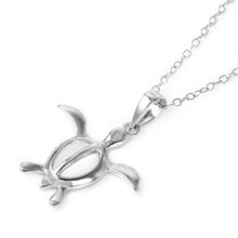 Load image into Gallery viewer, Sterling Silver Trendy Necklace with Tortoise Pendant Inlaid with Single Cz StoneAnd Spring Clasp ClosureAnd Length of 17