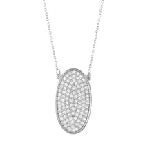 Load image into Gallery viewer, Sterling Silver Rhodium Plated Necklace with Micro Paved Oval PendantAnd Spring Clasp ClosureAnd Length of 17