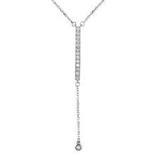 Load image into Gallery viewer, Sterling Silver Rhodium Plated Necklace with Dangling Cz Bar and Round Charm PendantAnd Spring Clasp ClosureAnd Length of 16  with 2  extension