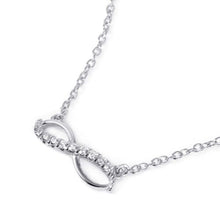 Load image into Gallery viewer, Sterling Silver Trendy Necklace with Infinity Symbol Pendant Inlaid with Clear Cz StonesAnd Spring Clasp ClosureAnd Length of 17