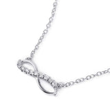 Sterling Silver Trendy Necklace with Infinity Symbol Pendant Inlaid with Clear Cz StonesAnd Spring Clasp ClosureAnd Length of 17