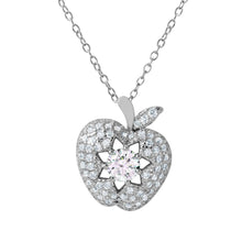 Load image into Gallery viewer, Sterling Silver Rhodium Plated Stylish Apple Necklace with Star DesignAnd Paved with CZ StonesAnd Chain Length of 16  + 1  Extension