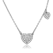 Load image into Gallery viewer, Sterling Silver Rhodium Plated CZ Covered Heart Necklace���������