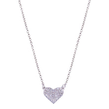 Load image into Gallery viewer, Sterling Silver Rhodium Plated CZ Encrusted Heart Necklace