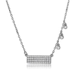 Sterling Silver Bar with 3 Hanging CZ Stones Necklace