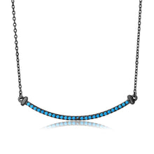 Load image into Gallery viewer, Sterling Silver Black Rhodium Plated Line Turquoise Stone Necklace���������