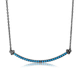 Sterling Silver Black Rhodium Plated Line Turquoise Stone Necklace���������