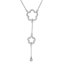 Load image into Gallery viewer, Sterling Silver Rhodium Plated Double Open CZ Clover Drop .925 Necklace