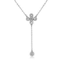 Load image into Gallery viewer, Sterling Silver Rhodium Plated Infinity Sign With Hanging CZ Necklace