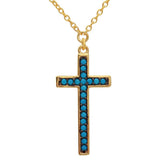 Sterling Silver Gold Plated Turquoise Stone Cross Necklace