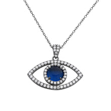 Load image into Gallery viewer, Sterling Silver Black Rhodium Plated Evil Eye Necklace