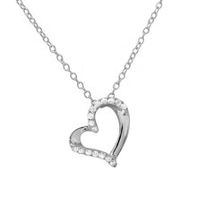 Load image into Gallery viewer, Sterling Silver Rhodium Plated Open Heart CZ Necklace